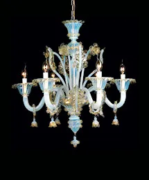 Opaline décoration en or Lustre à six lumières