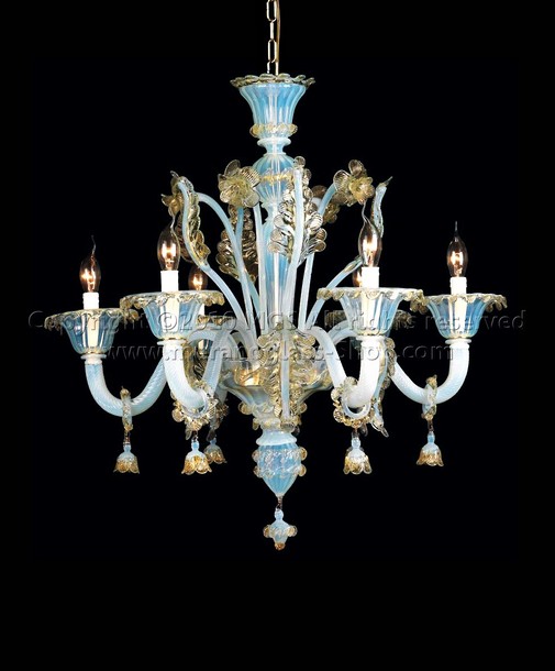 Domus Chandelier, Opaline décoration en or Lustre à six lumières