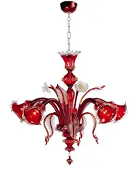 Lustre rouge et or à cinq lumières