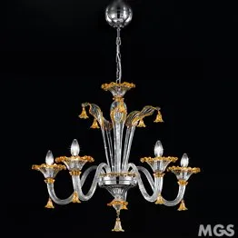 Lustre cristal et améthyste à cinq lumières