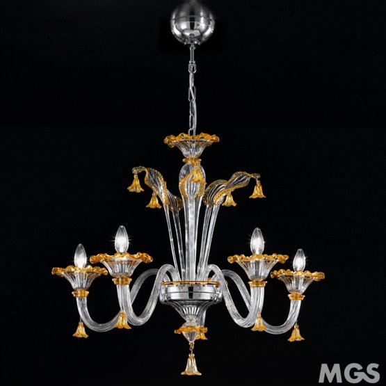 Patrini Chandelier, Lustre cristal et améthyste à cinq lumières