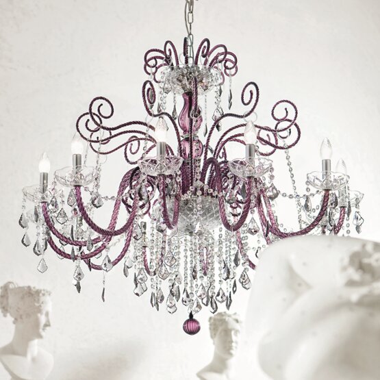 Lustre Bohemia Star, cristal de Bohême style Chandelier et améthyste