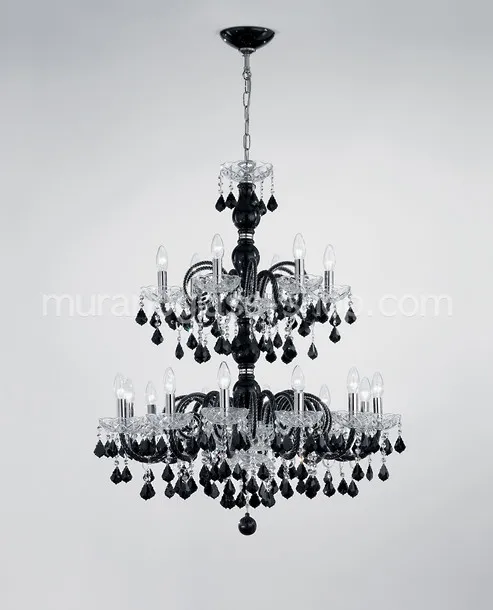Lustre lumineux Bohême, Lustre noir et cristal