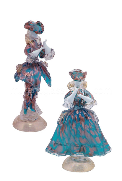 Chiffres vénitiens, Chiffres vénitiens en aigue-marine de couleur et aventurina