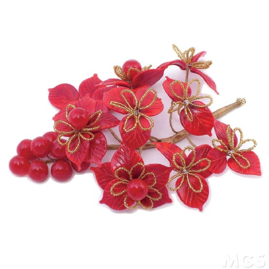 Branche avec feuilles et baies, Décoration de table rouge