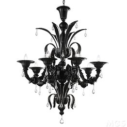 Lustre Ca 'Rezzonico noir et cristal