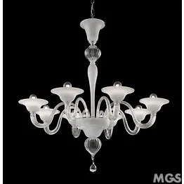 8166 Lustre série, 12 6 lumières, cristal blanc et en couleur