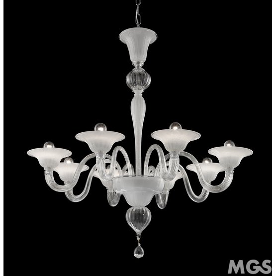 Acheo Chandelier, 8166 Lustre série, 12 6 lumières, cristal blanc et en couleur