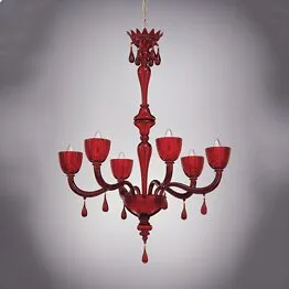 Lustre rouge à six lumières