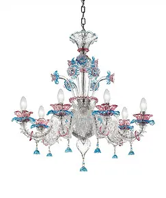 Ca 'Rezzonico Lustre de style rose bleu modèle Easy