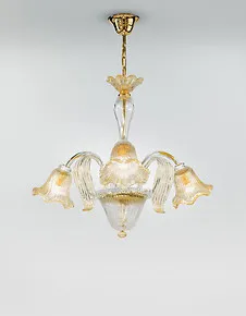 Cinq lumières lustre en cristal et or 24 carats