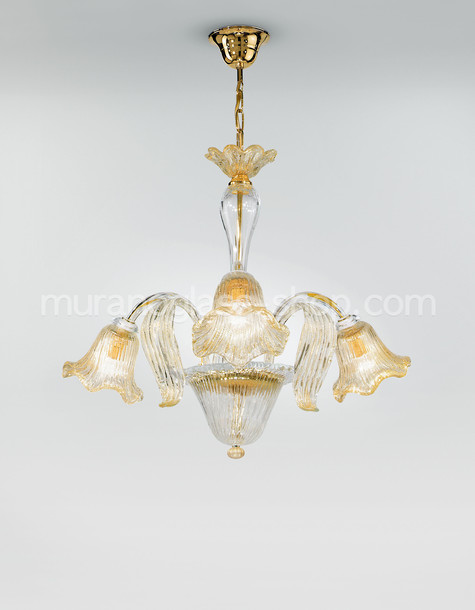 Lustres série 2403, Cinq lumières lustre en cristal et or 24 carats