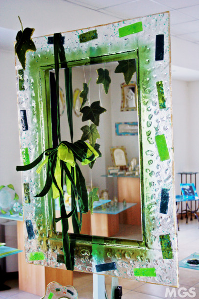 Miroirs série moderne 29, Miroir contemporain ombrées en vert