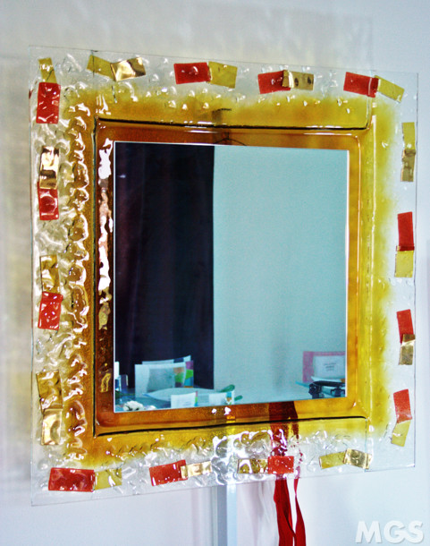Miroir coloré, Miroir moderne en cristal et ambre