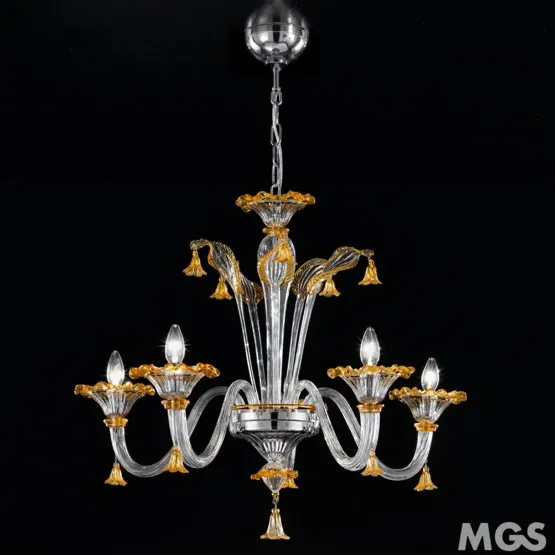 Patrini Chandelier, 2575 Lustre série, 8 lumières, de cristal et de couleur ambre