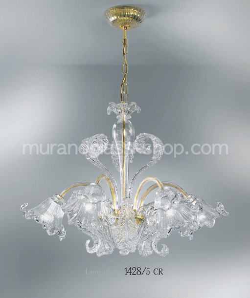 Lustre 1428, 1428 lustre, 5 lumières, couleur cristal