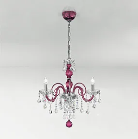 Lustre série bohème 1059, 3 lumières, couleur cristal et rouge