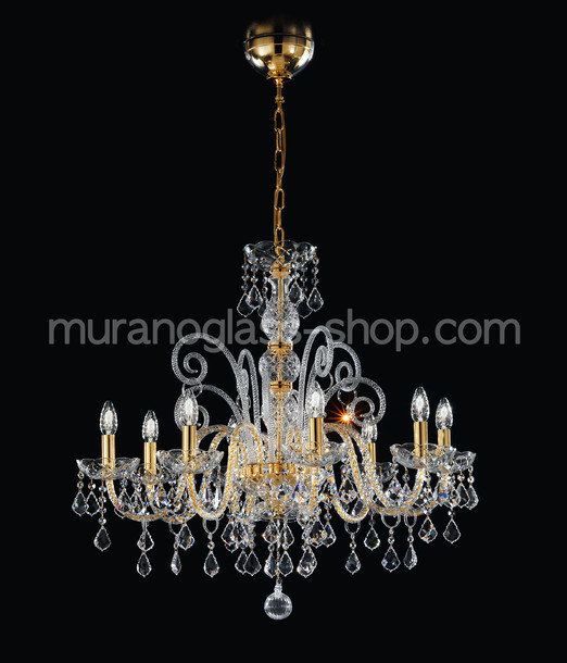 Lustre lumineux Bohême, Lustre Type Bohemian volore ambre six lumières