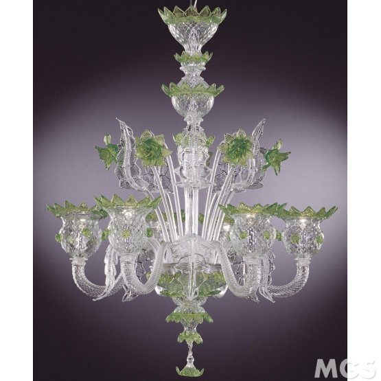 Lustre Bibelot, Lustre en cristal aux détails verts