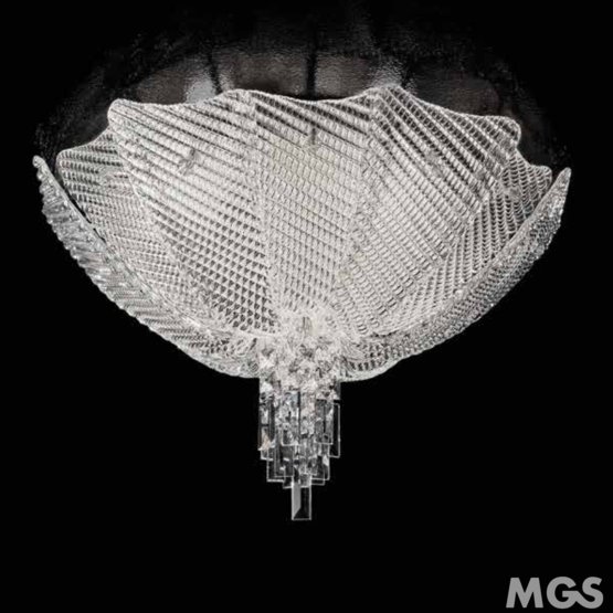Plafonnier Manin, cristal plafond avec une texture tricotée