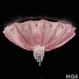 Lampe de plafond en améthyste avec une texture tricotée
