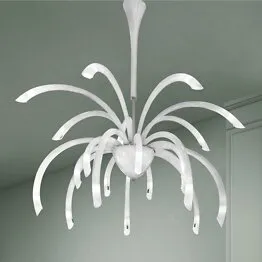 Lustre, 21 lumières, couleur blanc lait
