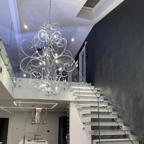 Lustre de vanité, cristal Chandelier et métal chromé