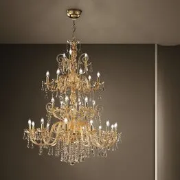 Lustre ambre quatre étages de lumières