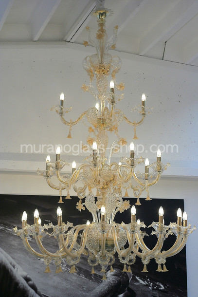 Lustre Giustinian, lustres en cristal et or 24 carats