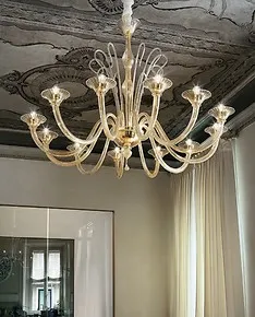 Lustre à douze lumières cristal fum