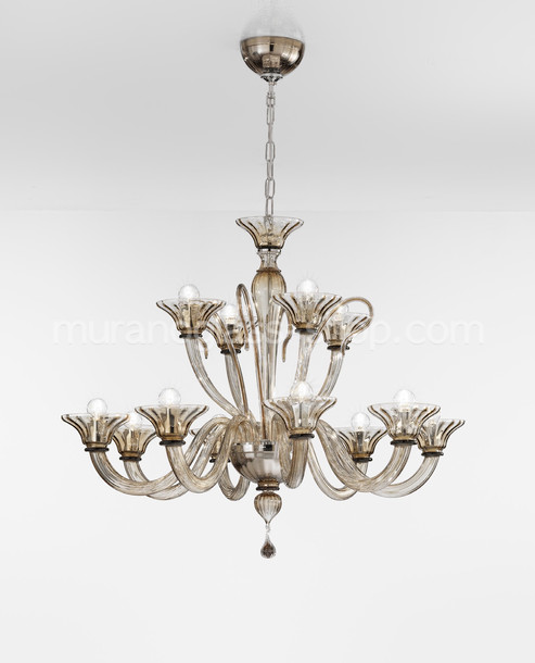 Chandelier Koons, Lustre à douze lumières cristal fum