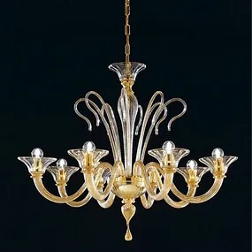Lustre avec six lumières cristal fum