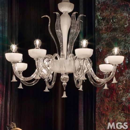 Lustre Foscari, Chandelier fumer et or 24k