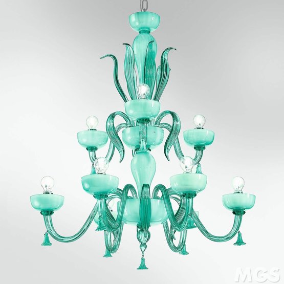 Lustre Foscari, Chandelier fumer et or 24k