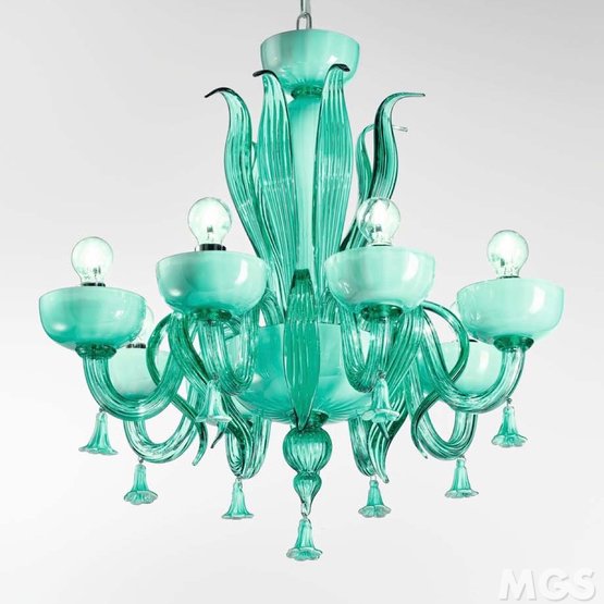 Lustre Foscari, Chandelier fumer et or 24k