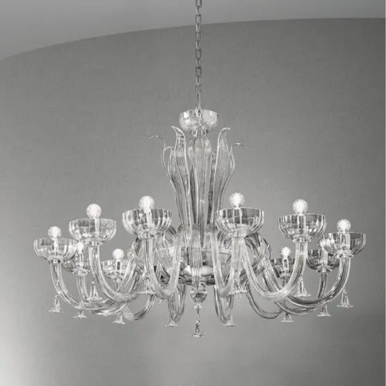 Lustre Foscari, Lustre dans le lait blanc et ivoire avec or 24k