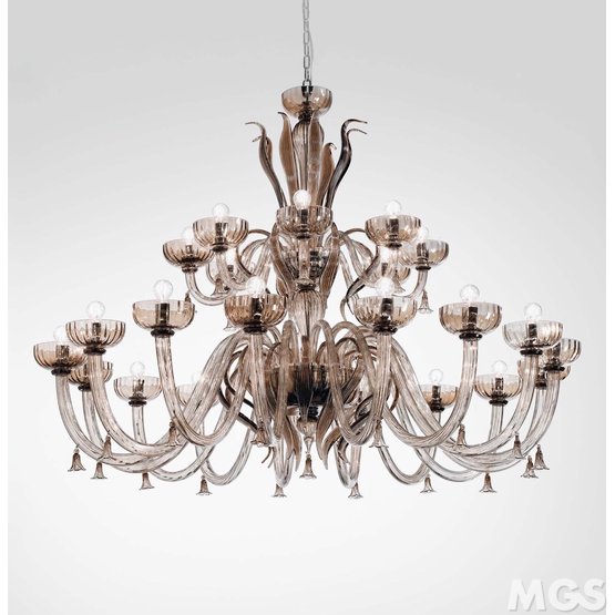 Lustre Foscari, Chandelier fumer et or 24k