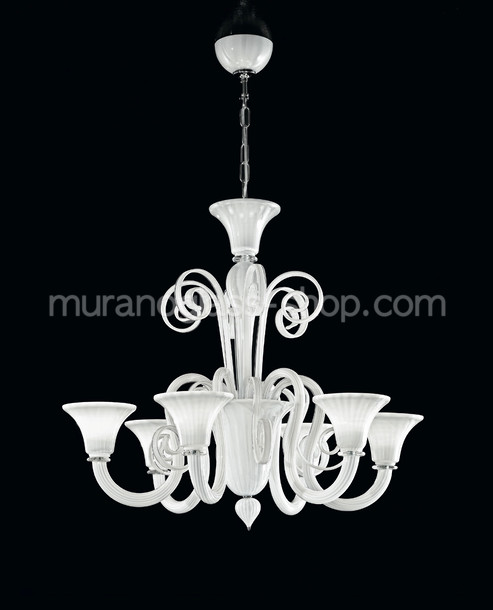 Lustre Sambonet, Décoration en cristal lustre d'or à six lumières