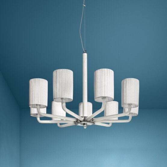 Can Can Chandelier, Lustre avec abat-jour blanc laiteux et de l'ivoire