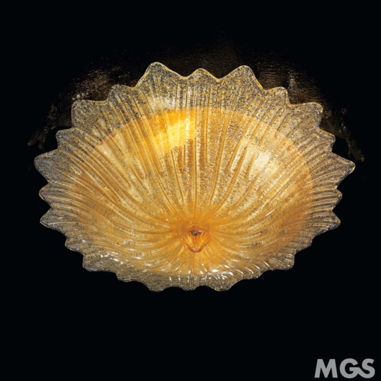Plafonnier beauté classique, Plafonnier en cristal de Murano doré à trois lumières