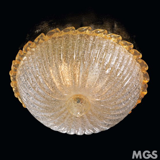Morisa Plafonnier, Plafonnier en cristal à décor ambre à deux lumières
