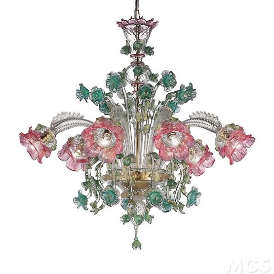 Lustre fleuri, Lustre en cristal avec or 24 carats