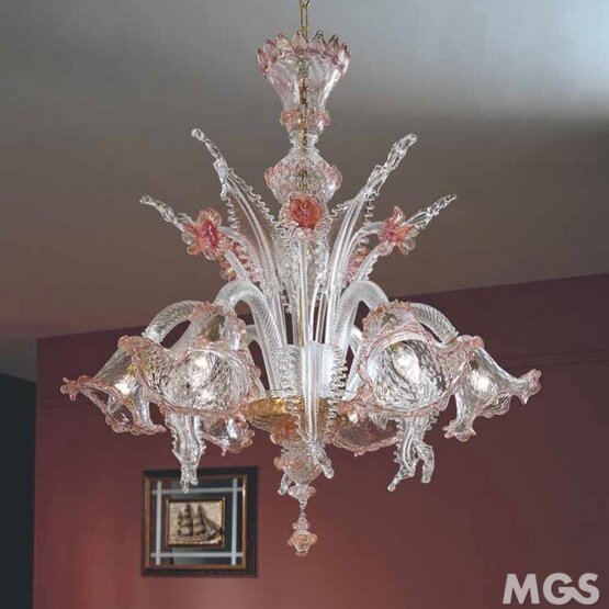 Lustre d'art, Lustre rose et cristal