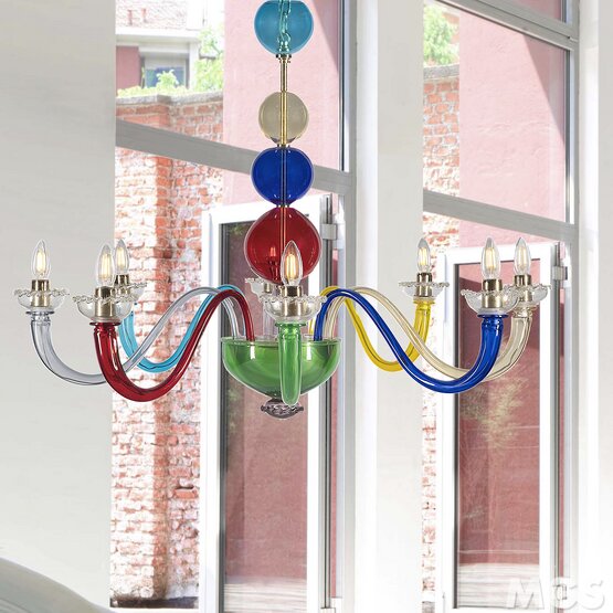 Lustre multicolore Bright Eyes, Lustre multicolore à douze lumières sur deux étages