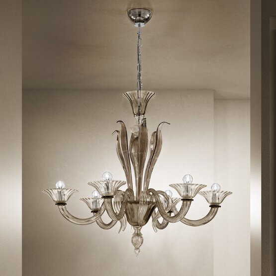 Lustre Pisani, Six lumières couleur fumée
