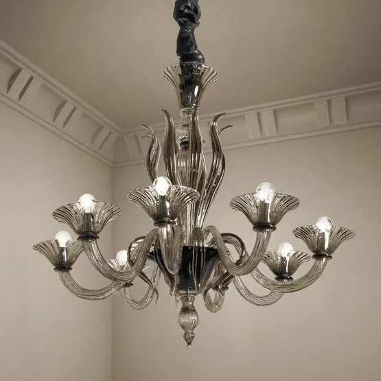 Lustre Pisani, Huit lumières cristal et couleur or