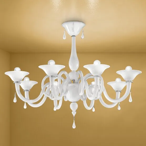 Lustre Dolfin, Cristal avec des gouttes de cristal couleur