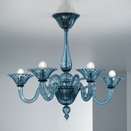 Lustre en cristal avec ambre à cinq lumières