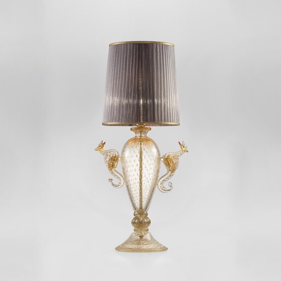 Lampe à poser Aegon, Lampe de table en cristal et or avec décoration or