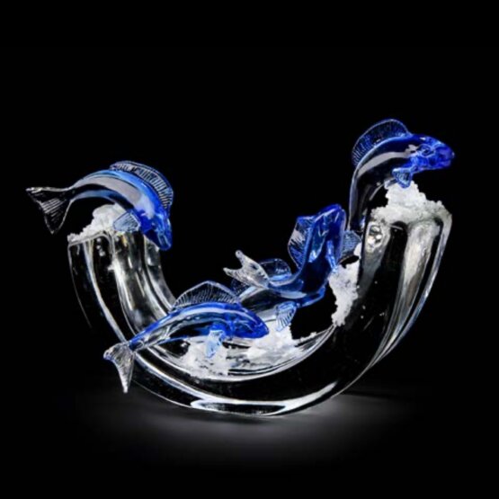 Poisson sur vague, Vague de cristal avec poisson bleu
